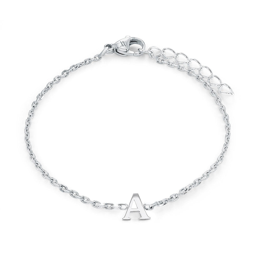 Stainless Steel Block Letter Initial "A" Bracelet