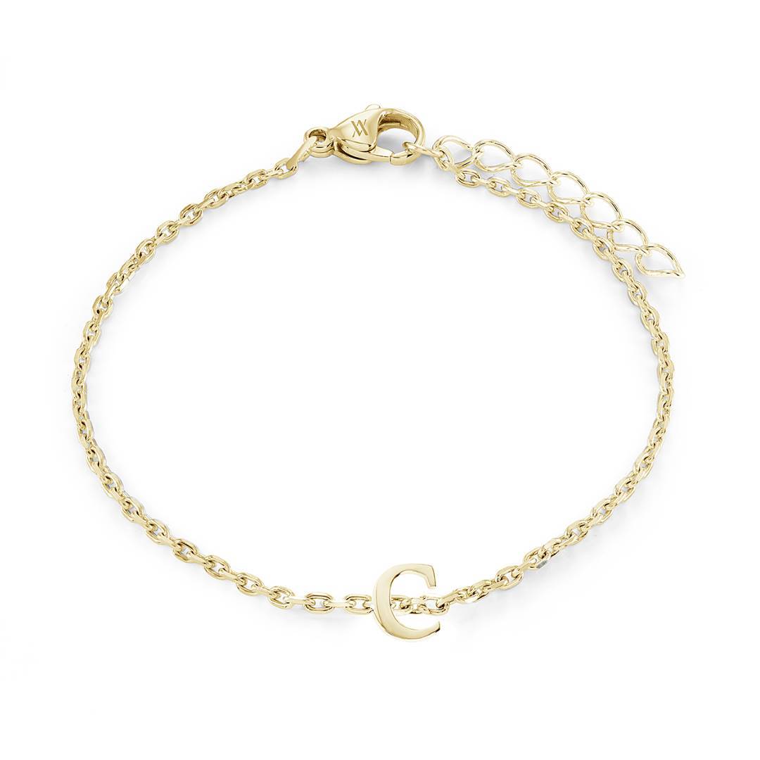 Yellow GP Initial Bracelet - Letter C