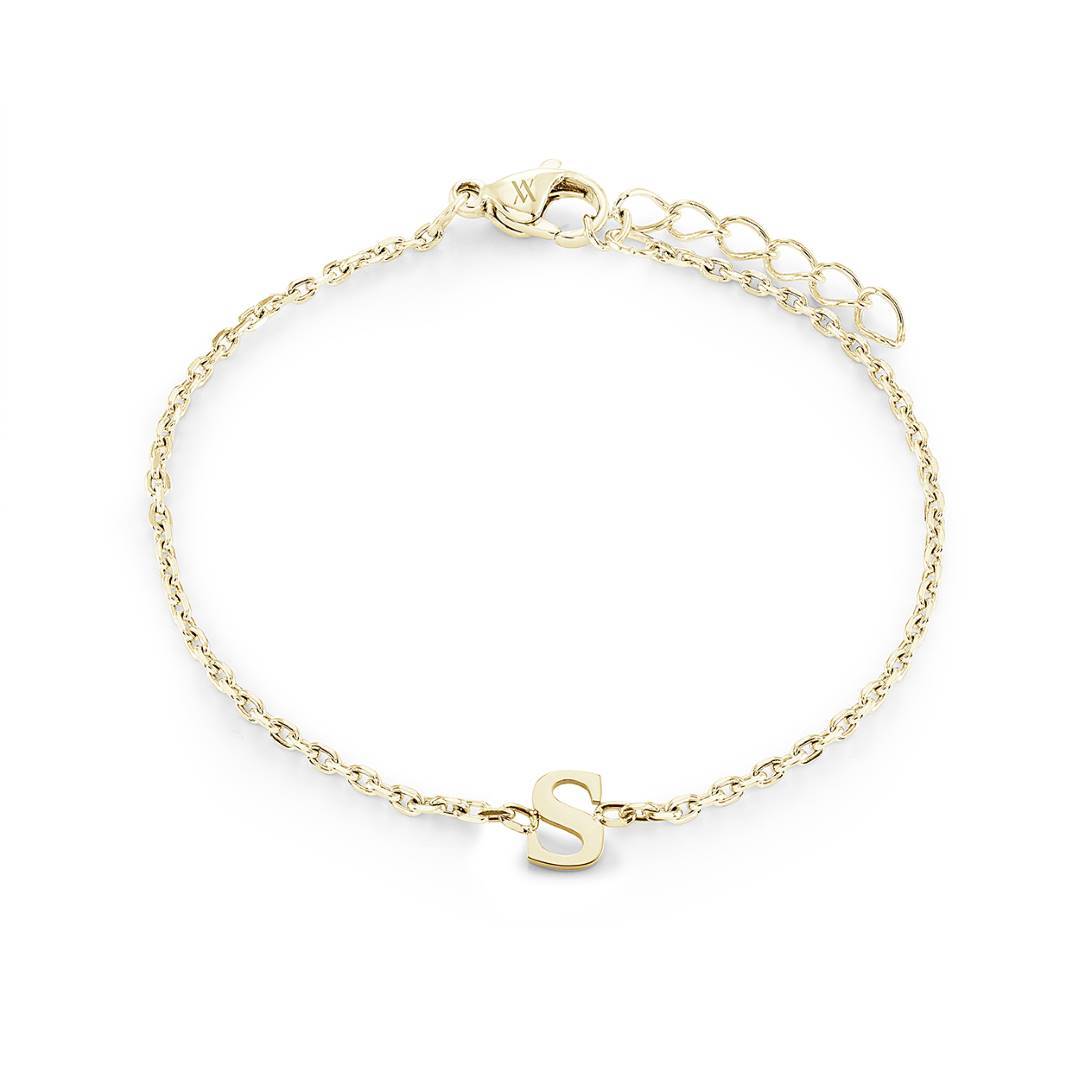 Yellow GP Initial Bracelet - Letter S