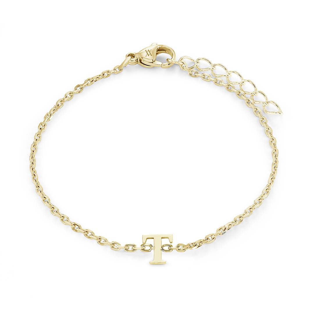 Yellow GP Initial Bracelet - Letter T