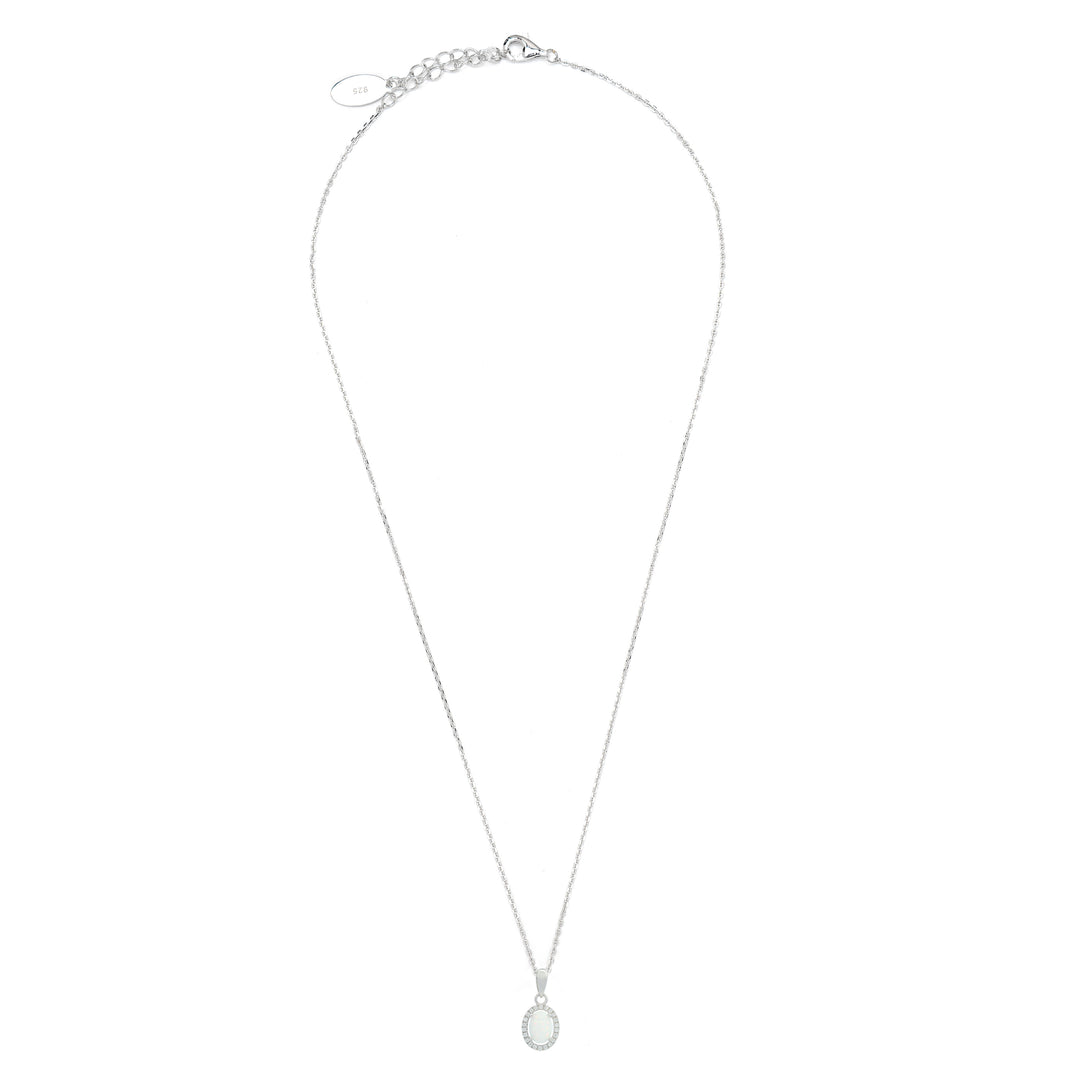 Opal Glow Blackwattle Rhodium-Plated Sterling Silver Pendant