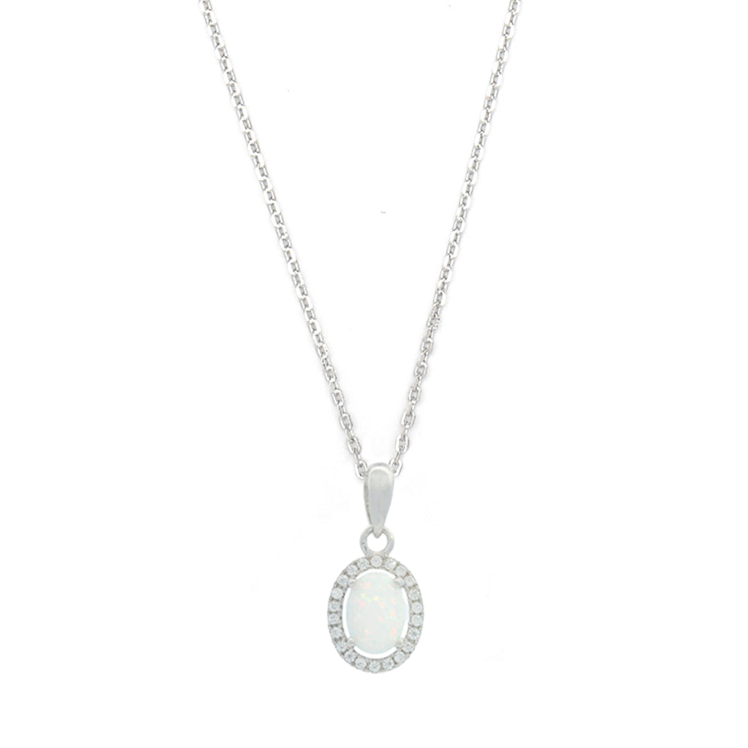 Opal Glow Blackwattle Rhodium-Plated Sterling Silver Pendant