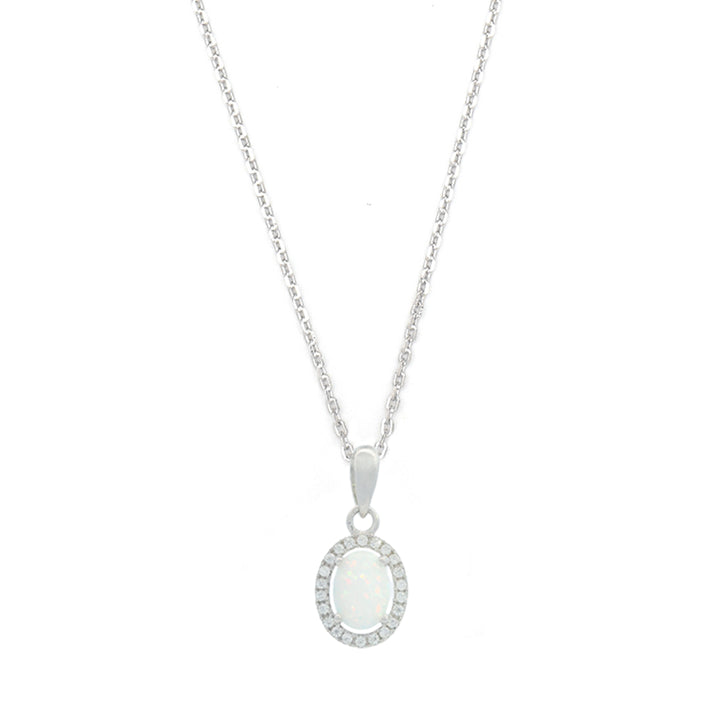 Opal Glow Blackwattle Rhodium-Plated Sterling Silver Pendant