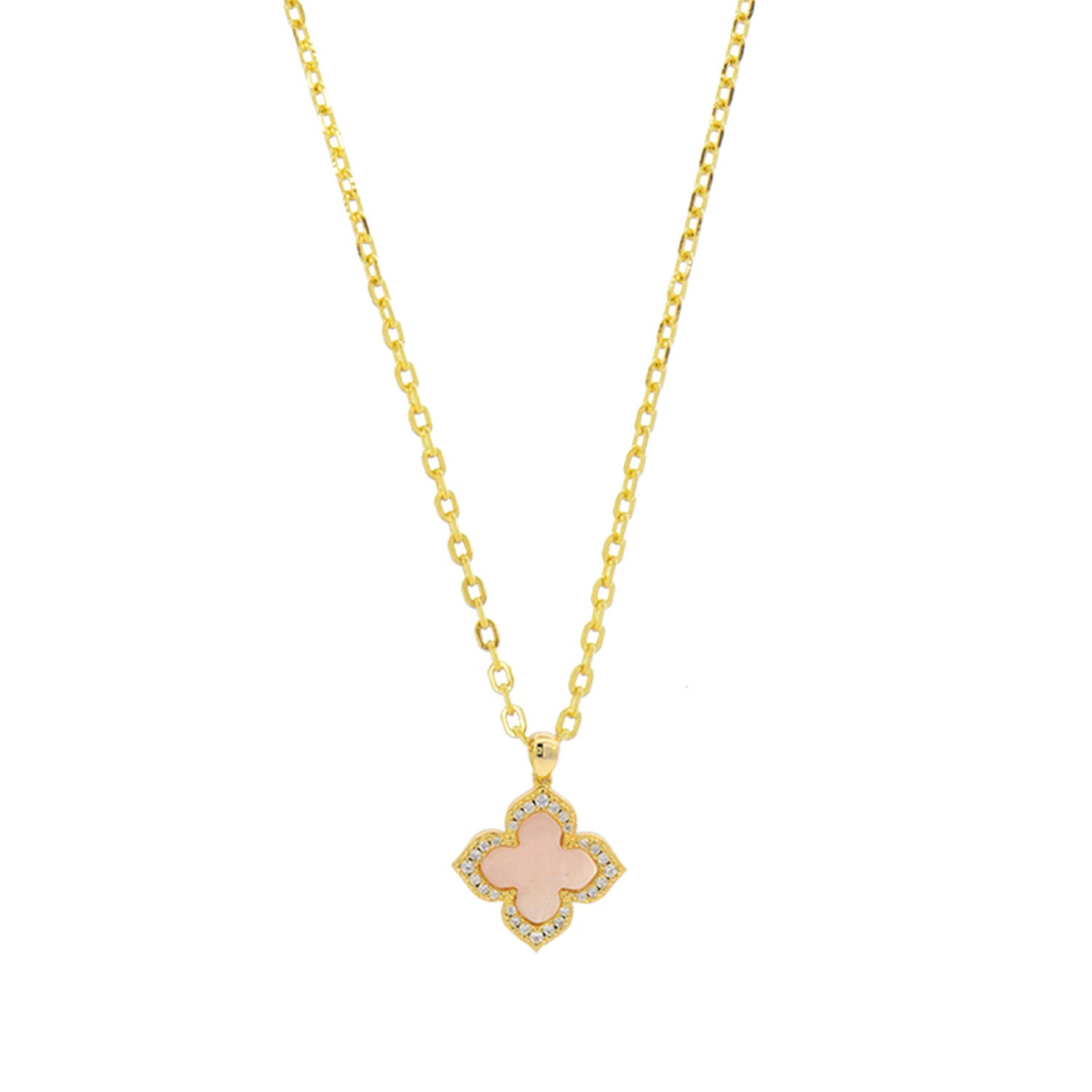 MOP Clover Halo Pendant, 17.7"
