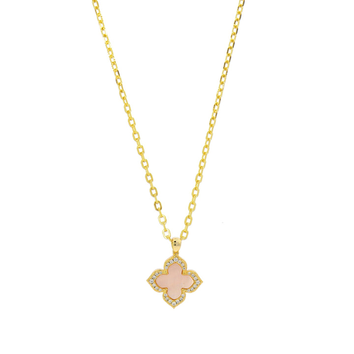 MOP Clover Halo Pendant, 17.7"