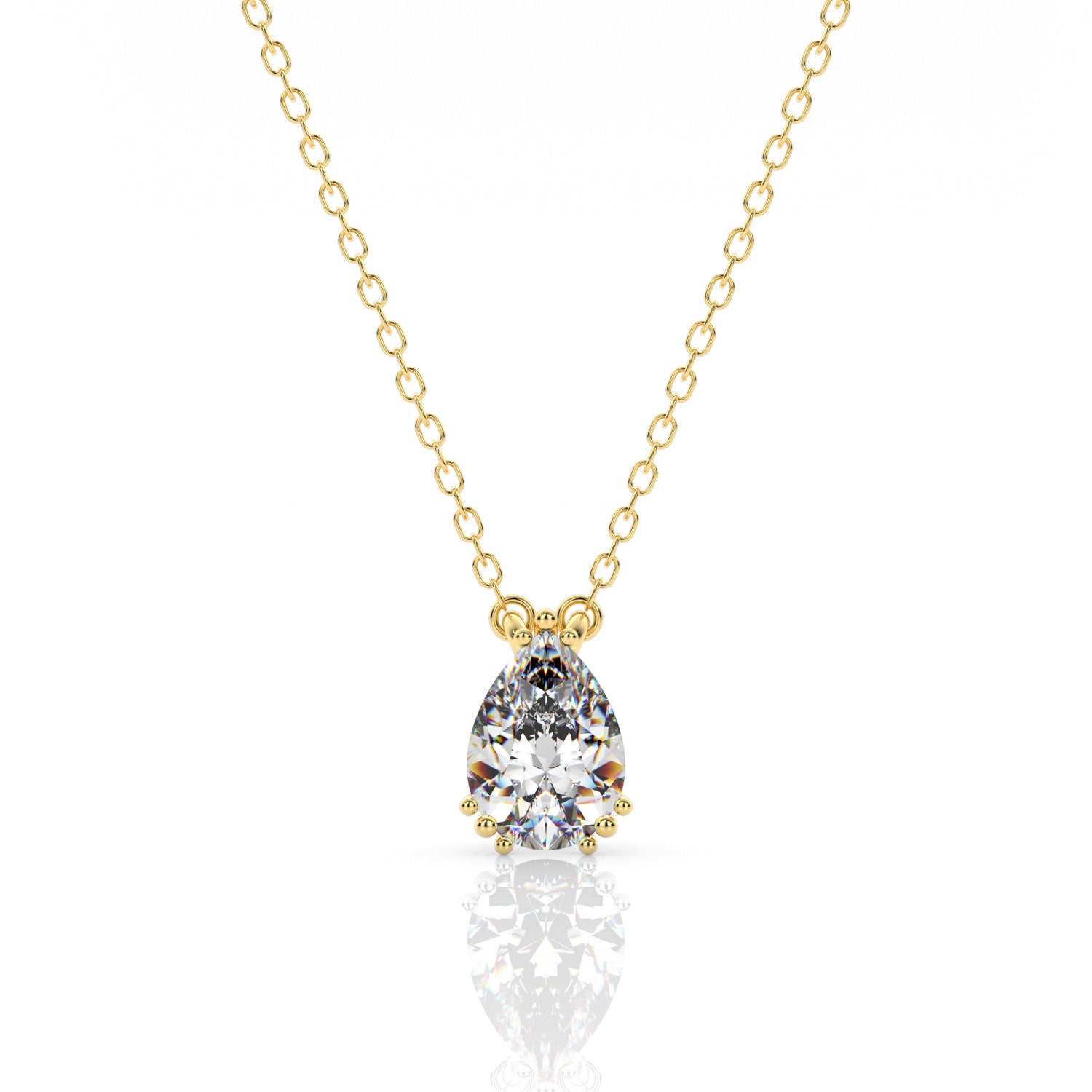 7MM Pear Cut Hidden Halo Solitaire Pendant, 18K GP