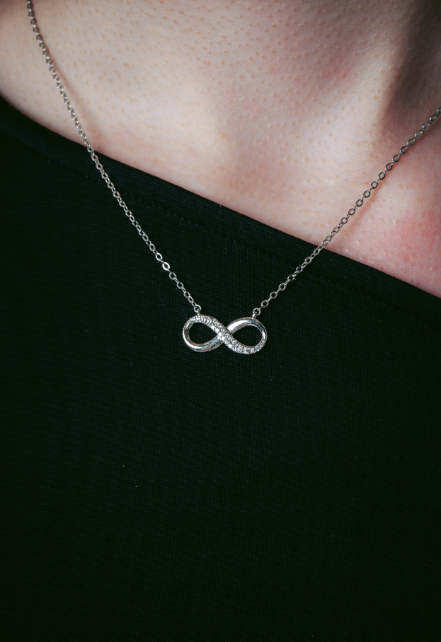 Love, Faith, Devotion Rhodium-Plated Sterling Silver Infinity Necklace
