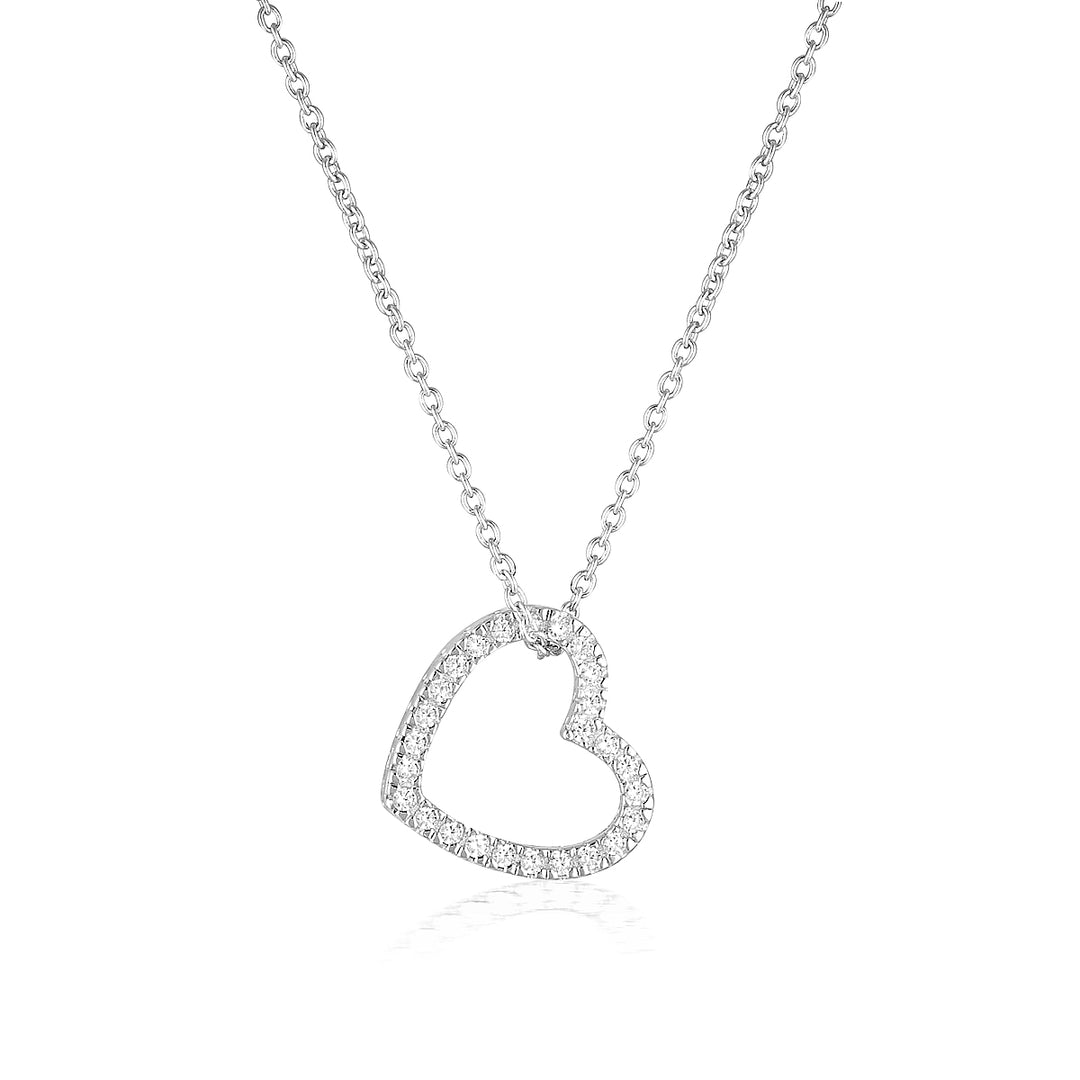 Hera Rhodium-Plated Sterling Silver Open Heart Pendant