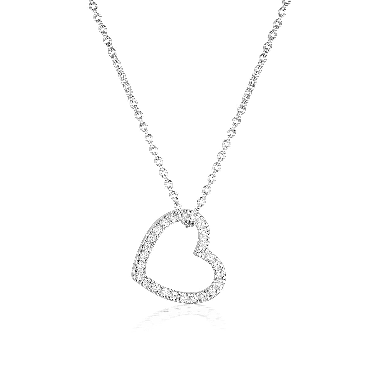Hera Rhodium-Plated Sterling Silver Open Heart Pendant