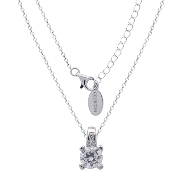 Round CZ Drop Pendant with CZs on the Bale, 18"