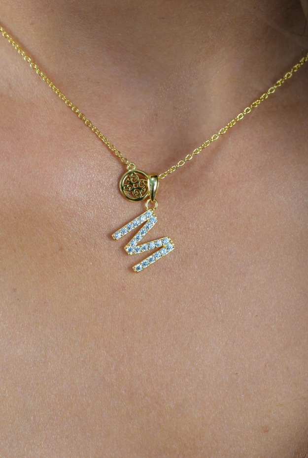 Luxury Letters 'M' with CZ Accents