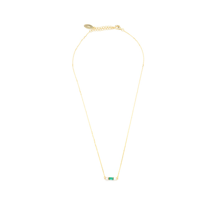 Emerald Isle Gold-Plated Pearl & Emerald CZ Necklace