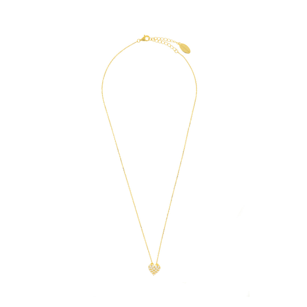 Sweetheart Sparkly Gold-Plated Sterling Silver Heart Necklace