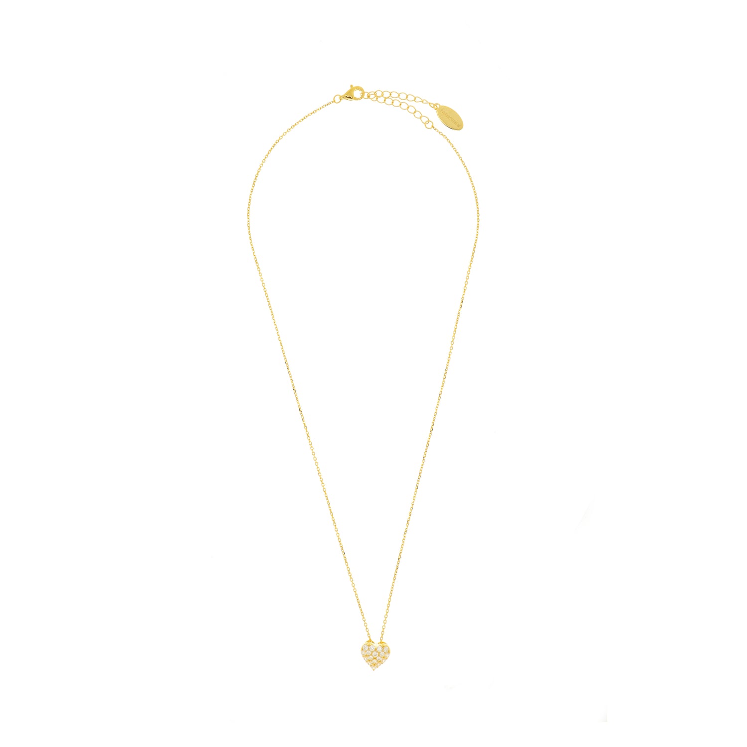 Sweetheart Sparkly Gold-Plated Sterling Silver Heart Necklace