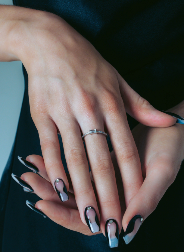 Mika Rhodium-Plated Sterling Silver Baguette Ring