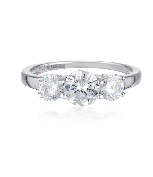 Georgini Rhodium-Plated Sterling Silver Three-Stone Ring