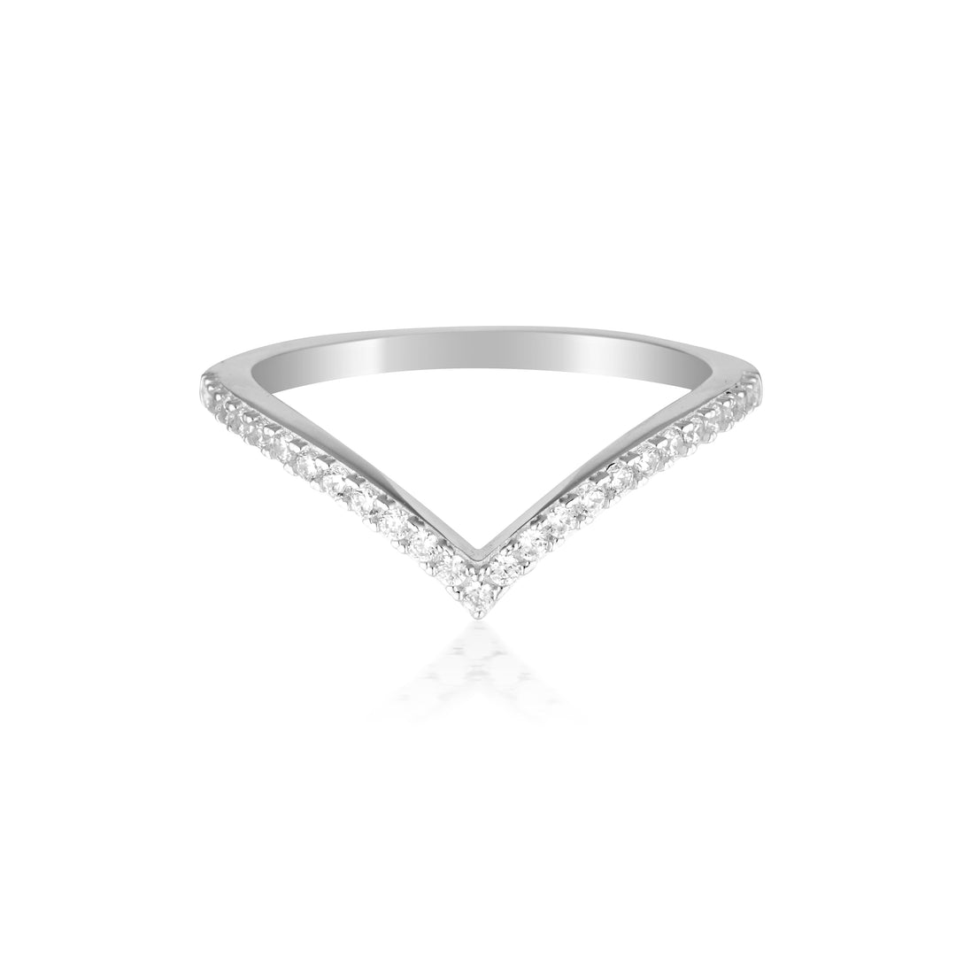 Rock Star V Rhodium-Plated Sterling Silver Wishbone Ring
