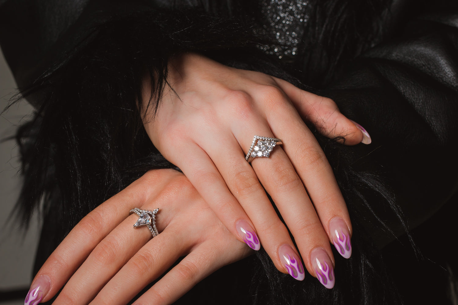 Rock Star V Rhodium-Plated Sterling Silver Wishbone Ring