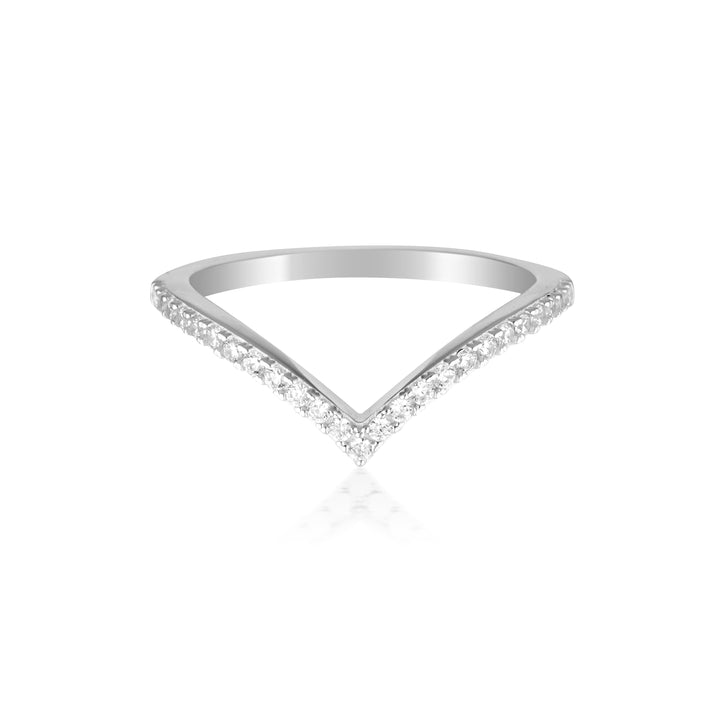 Rock Star V Rhodium-Plated Sterling Silver Wishbone Ring