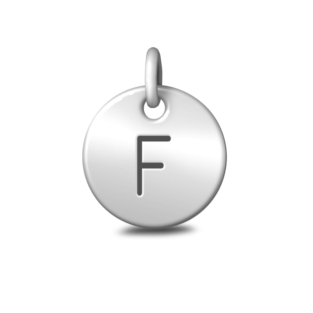 Silver Letter 'F' Disc Pendant