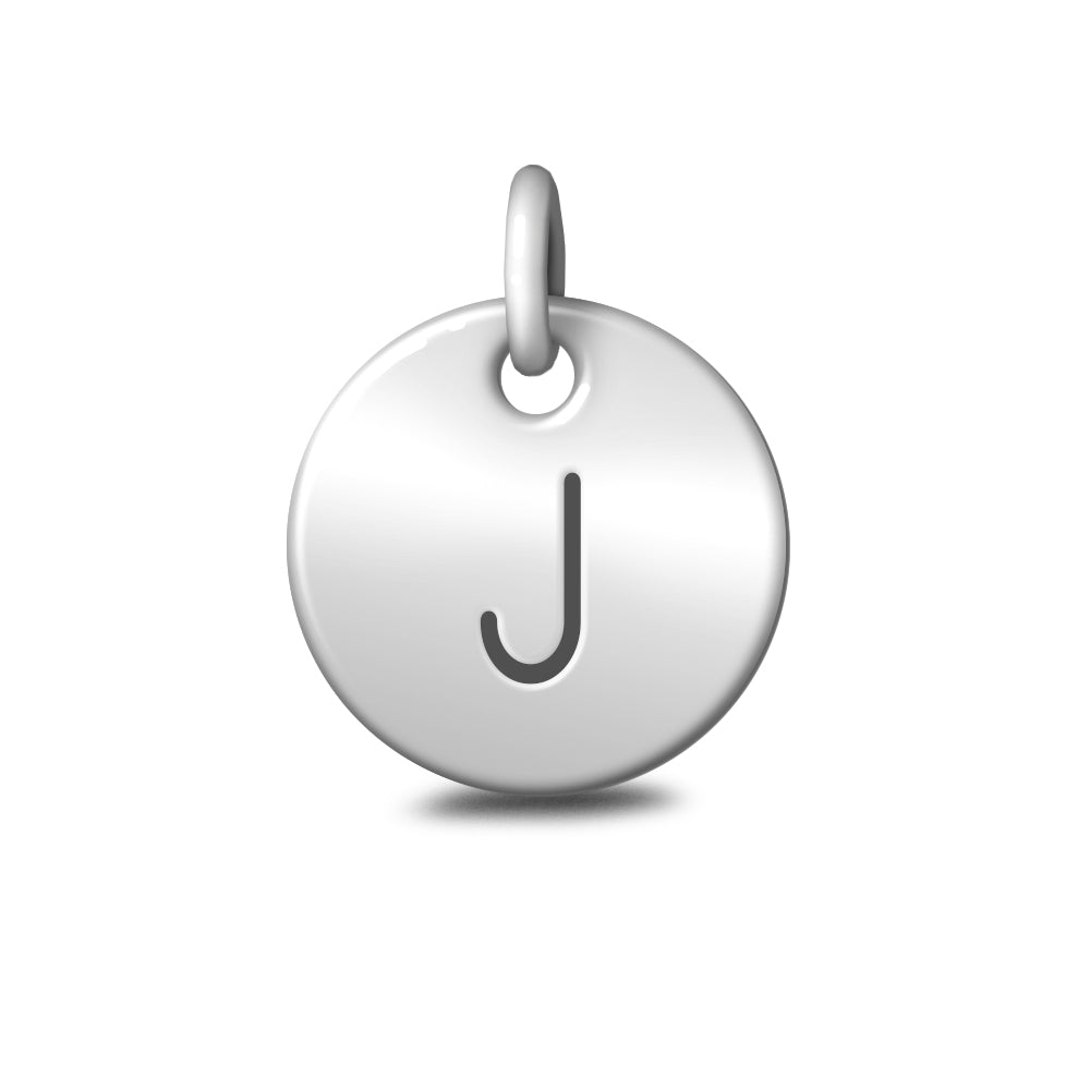 Silver Letter 'J' Disc Pendant