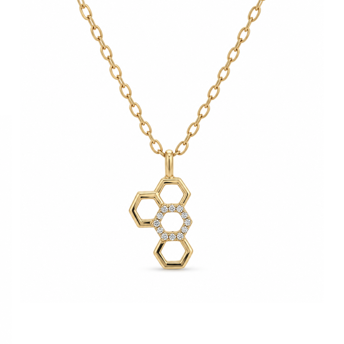 Mini Honeycomb Pendant with Diamonds