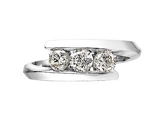 14K Three Stone Bypass Ring