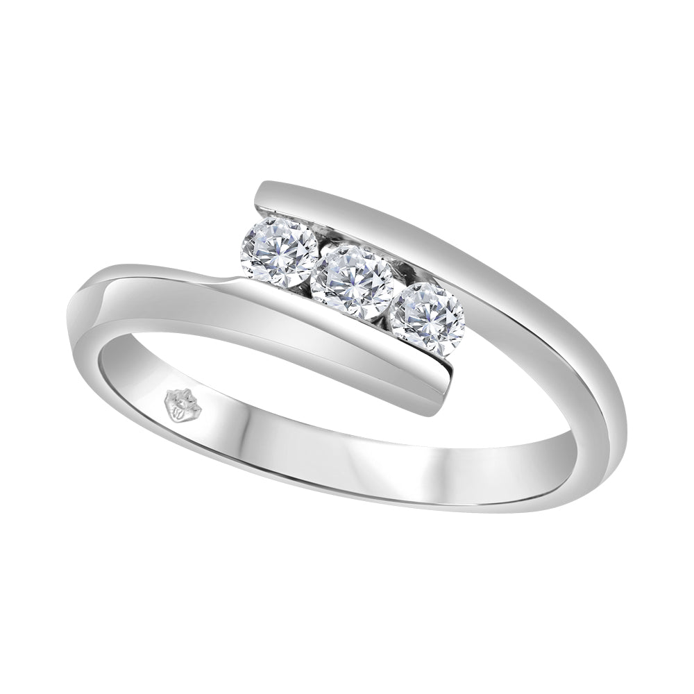 14K Three Stone Bypass Ring