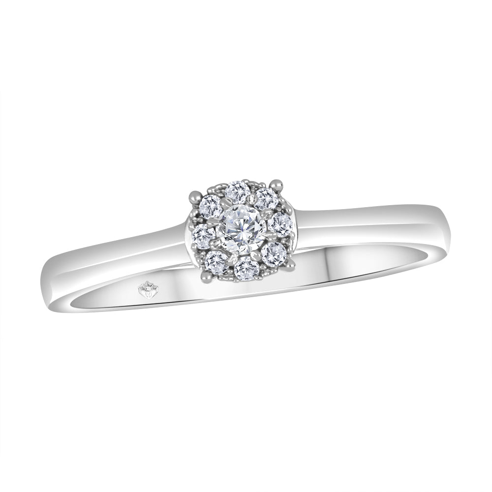 10 Karat Halo Engagement Ring, 0.11 CT Center