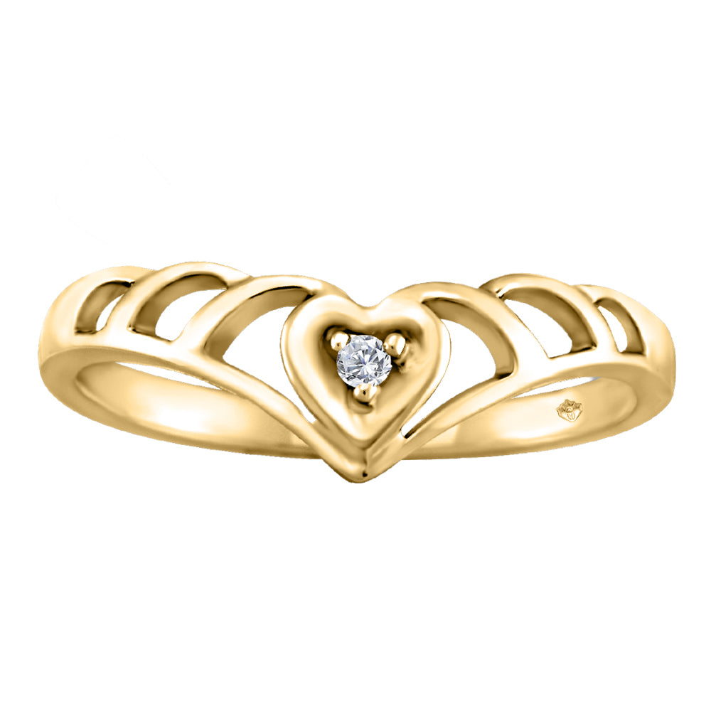10k yellow gold heart chevron
