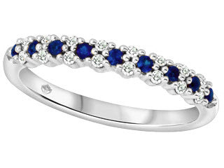 FINAL SALE- 10K White Gold Sapphire & Diamond Eternity-Style Band