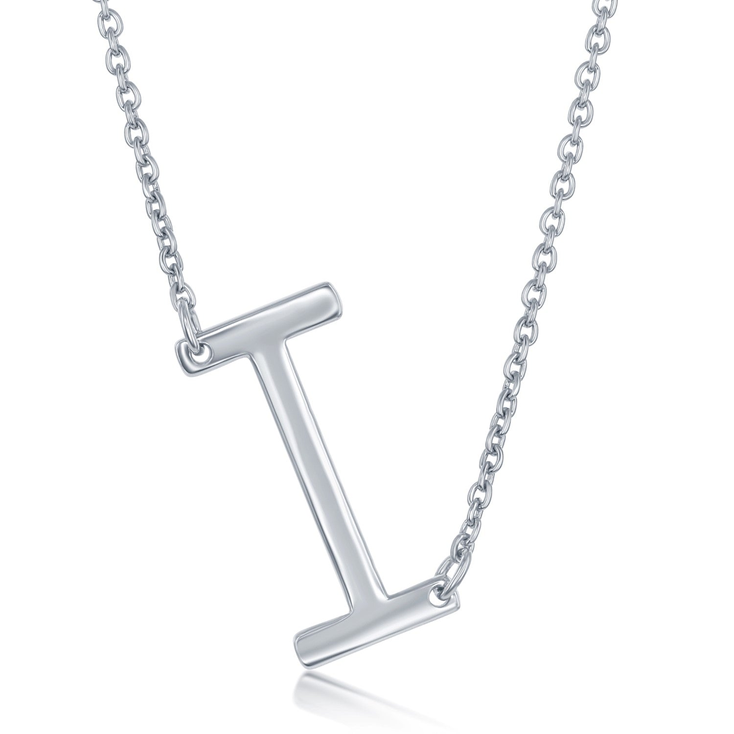Silver Sideways Inital Necklace- I