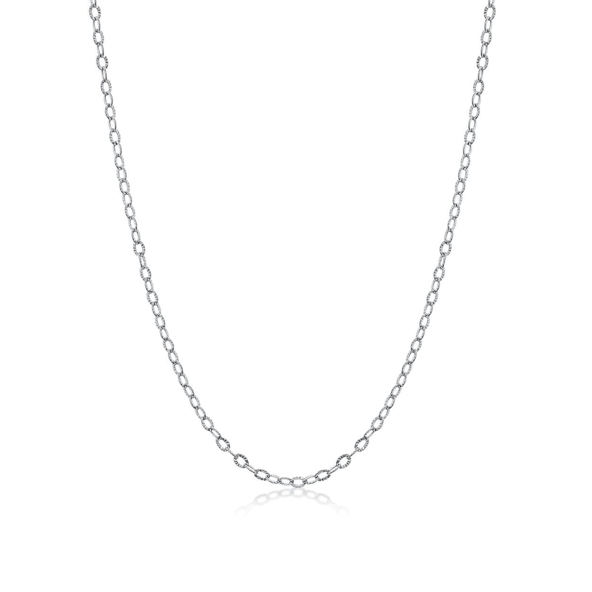 22-Inch Stainless Steel Diamond Cut Rolo Chain Necklace (2mm)