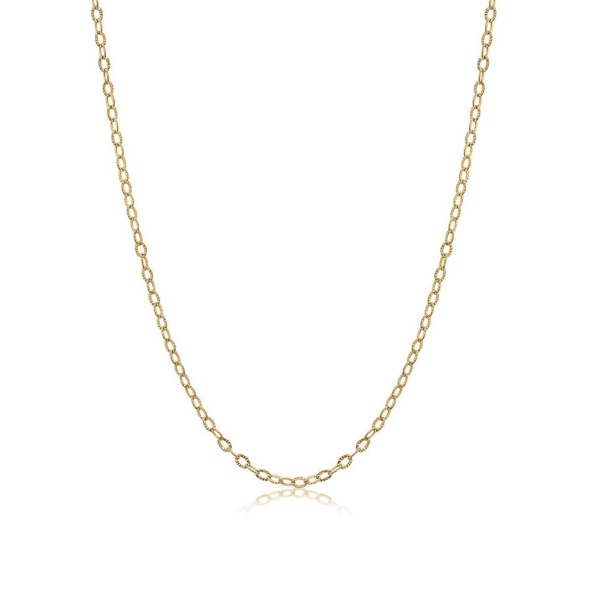 16-Inch Gold-Plated Stainless Steel Diamond Cut Rolo Chain Necklace (2mm)