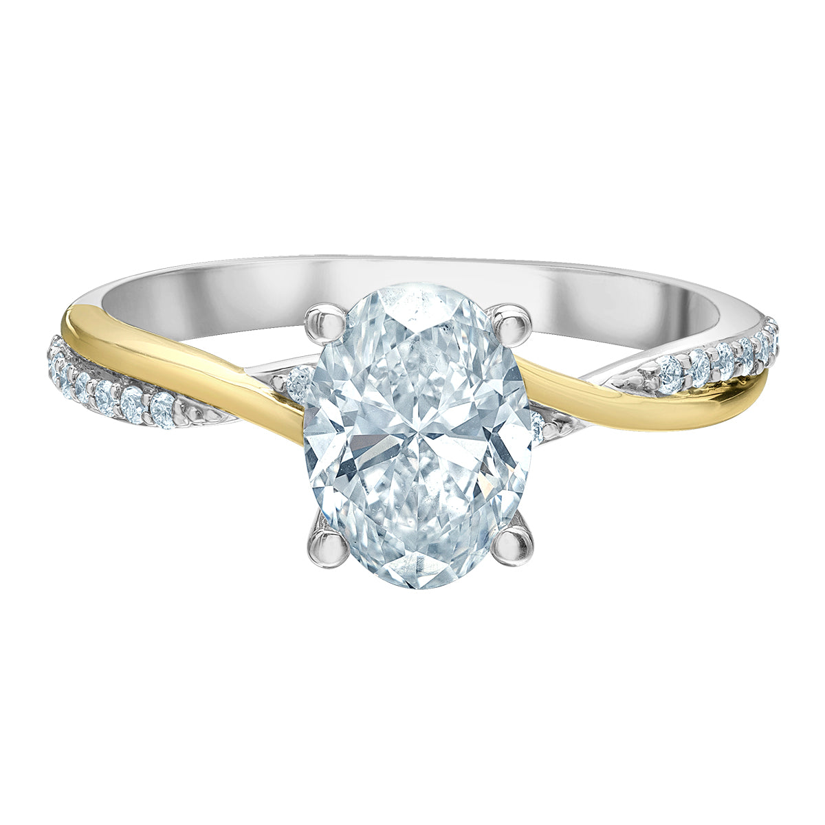 14k Two-Tone Gold 1.72ctw Oval Lab-Grown Diamond Twist Engagement Ring