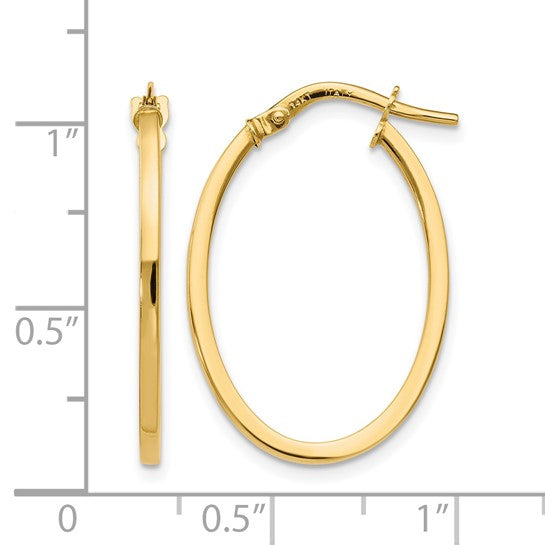 10K 23MM Oval Hoop Earrings