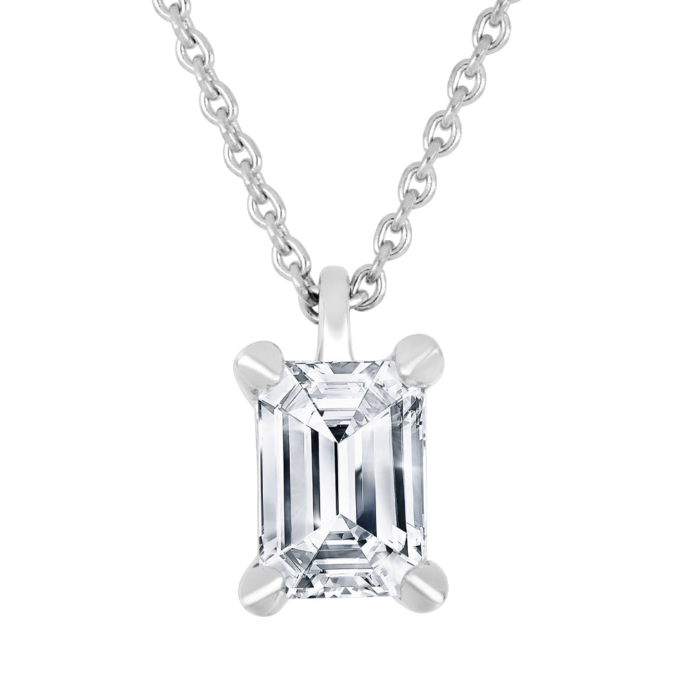 Love Grown Sterling Silver Solitaire Pendant, 0.50ct Round Lab-Grown Diamond