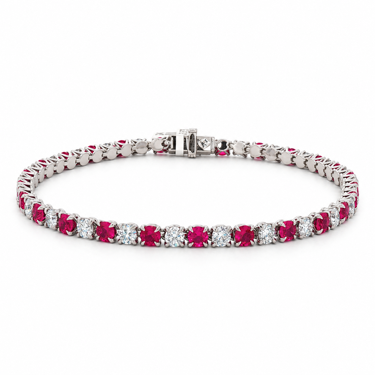14k Lab Grown Diamond and Ruby Tennis Bracelet