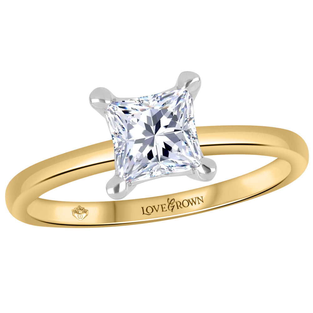 Love Grown 14ky 0.50ct LG Princess Cut Engagement Ring