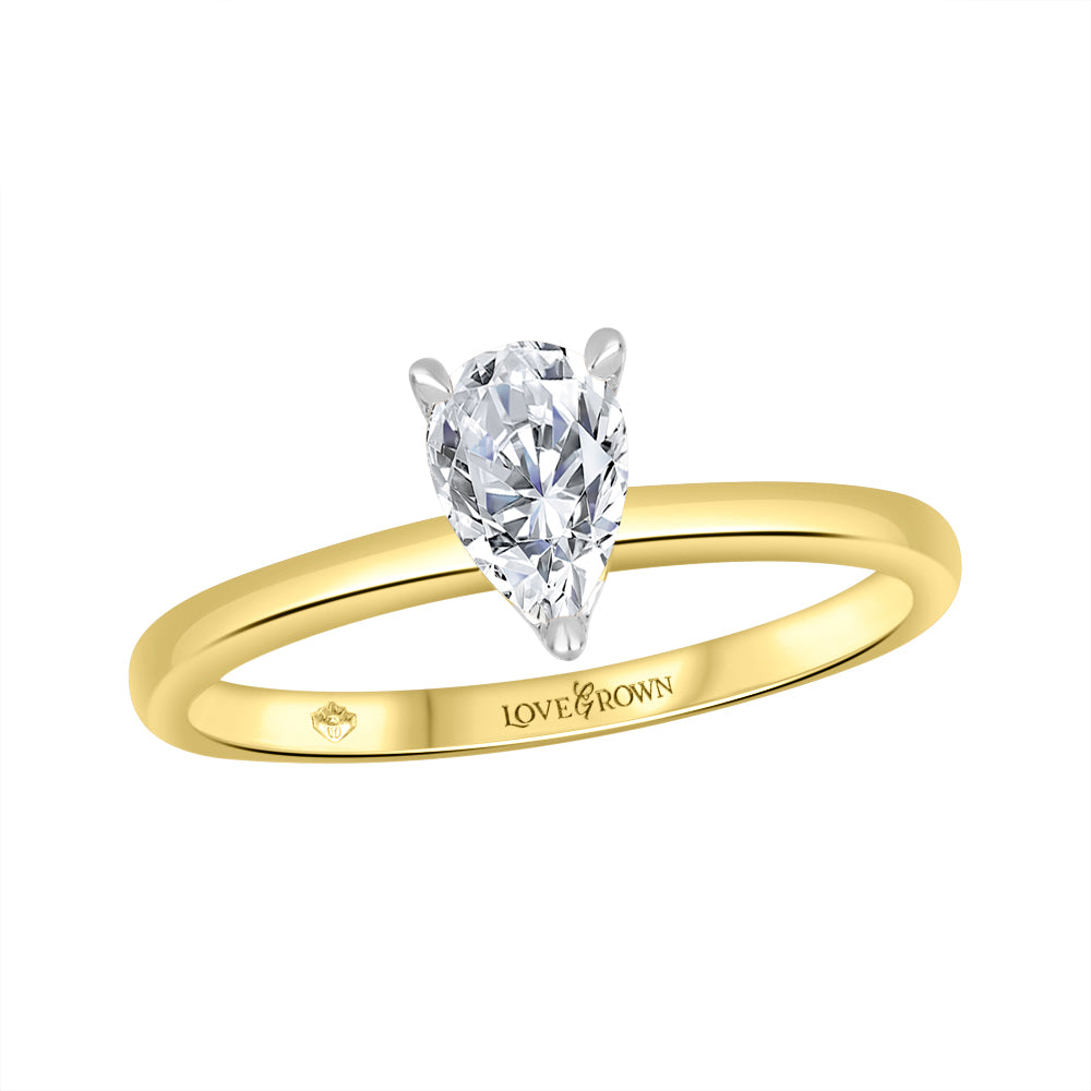 Love Grown 14ky 0.50ct LG Pear Cut Engagement Ring