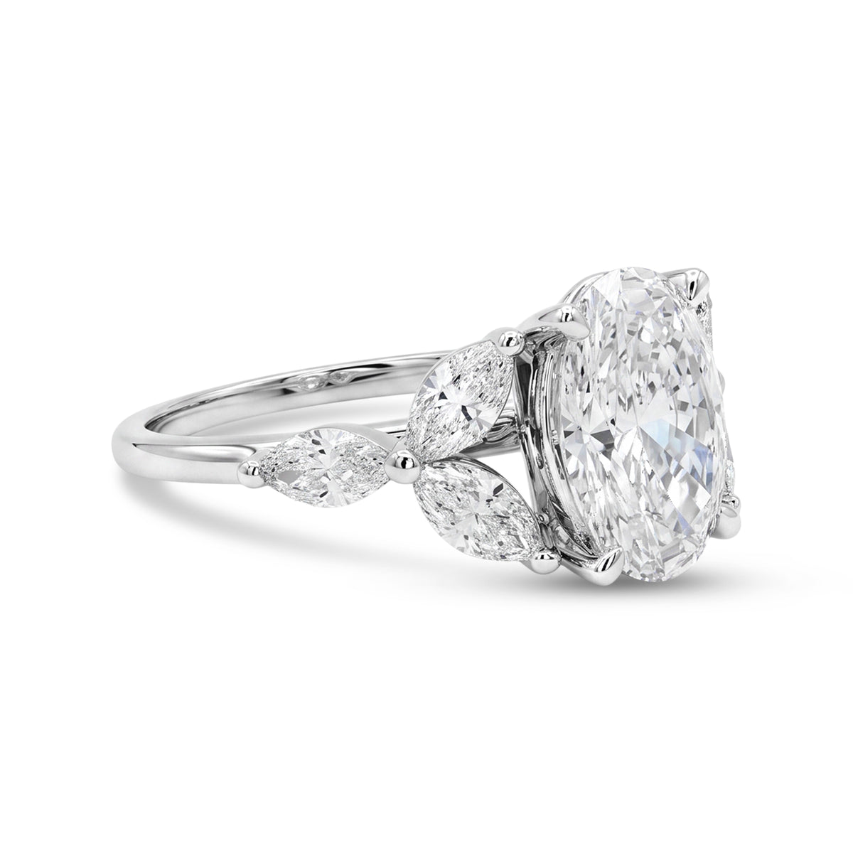Love Grown 14k White Gold Oval & Marquise Diamond Ring