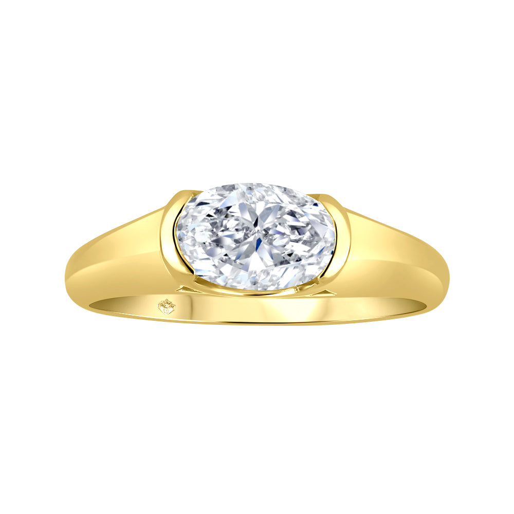 Love Grown 14ky LG 1.00ct Oval Cut East-West Set Engagement Ring