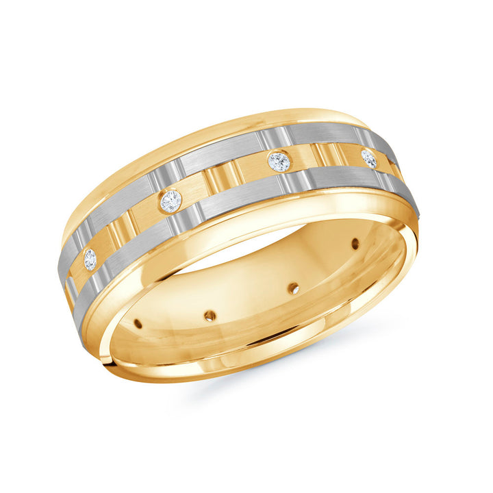 Mardini Executif - Carved and Diamond 8MM Gold Ring