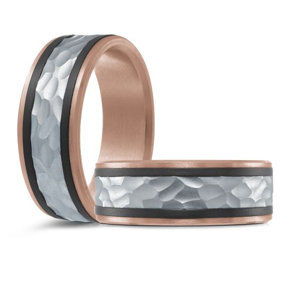 Mardini Noir - Hammered 14K Gold and Carbon Fiber Ring