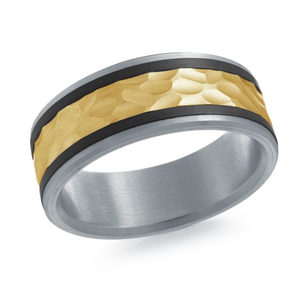 Mardini Noir - Hammered 14K Gold and Carbon Fiber Ring