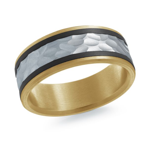 Mardini Noir - Hammered 14K Gold and Carbon Fiber Ring