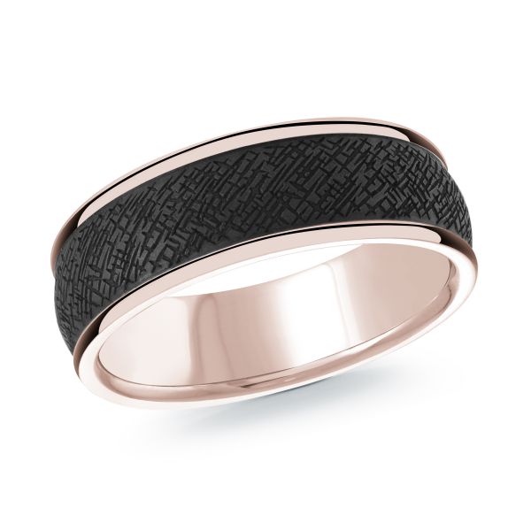 Mardini Noir - Textured Carbon Fiber and 14K Gold Ring