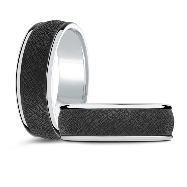 Mardini Noir - Textured Carbon Fiber and 14K Gold Ring