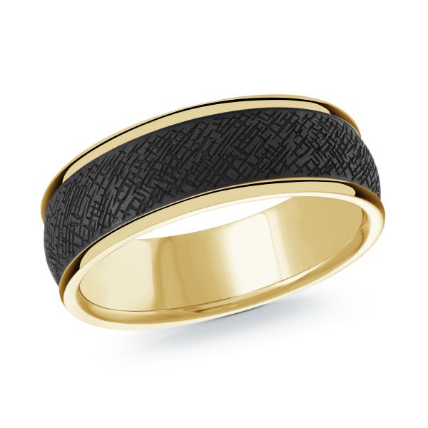 Mardini Noir - Textured Carbon Fiber and 14K Gold Ring