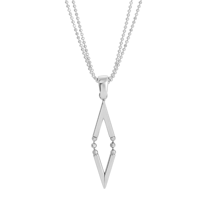 Triangle Pendant with Diamond Cut Beaded Accents.